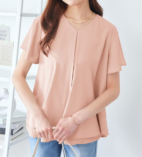 alotta（アロッタ）の「シフォンレイヤードＶネックブラウス（ブラウス）」｜詳細画像