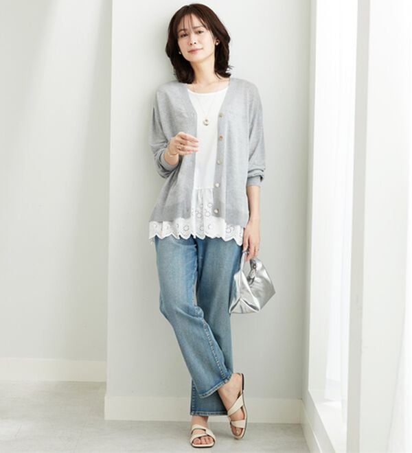 BELLUNA（ベルーナ）の「【快適Ｌａｂ．】シャリ冷！洗える多機能ニットカーディガン（ニットカーディガン）」｜詳細画像