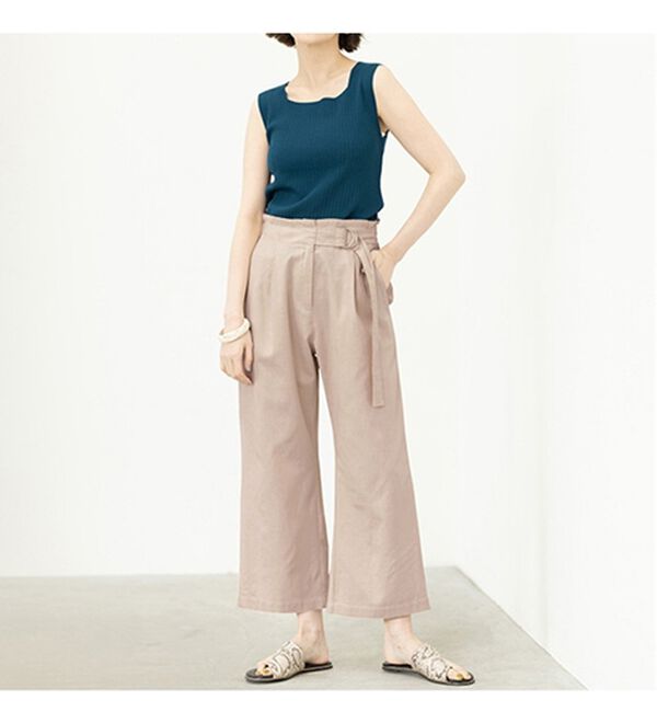 GeeRA（ジーラ）の「リネンライクベルト付ワイドパンツ（ワイドパンツ・ガウチョ）」｜詳細画像