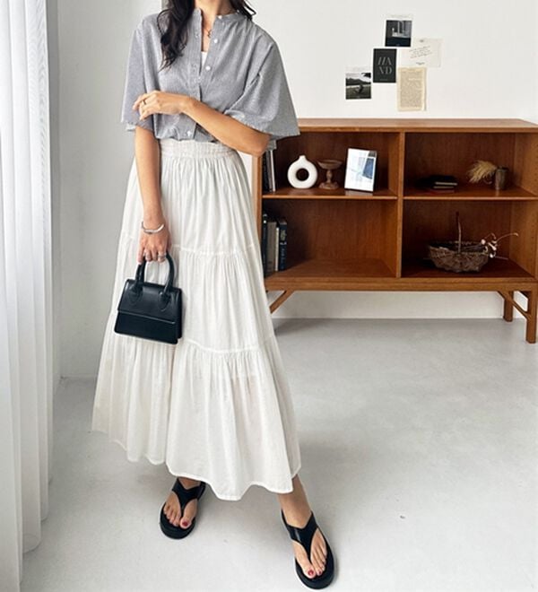 GeeRA（ジーラ）の「フレアー袖バンドカラーブラウス（ブラウス）」｜詳細画像