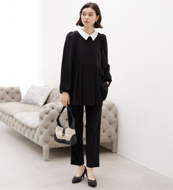 GeeRA（ジーラ）の「【２点セット】２ＷＡＹプリーツ切替ブラウスセットアップ（ブラウススーツ）」｜詳細画像