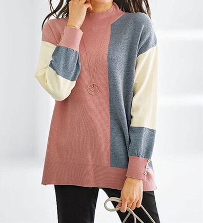 BELLUNA（ベルーナ）の「編地切替ブロッキングニットプルオーバー（ニット・セーター）」