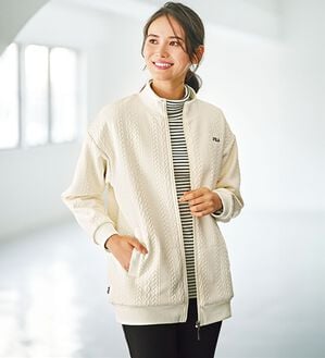 BELLUNA（ベルーナ）の「＜ＦＩＬＡ＞ケーブル柄中わたジャケット（その他ジャケット）」｜アイボリー