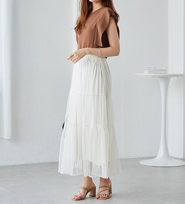 RANAN（ラナン）の「チュールティアードスカート（ロングスカート）」｜詳細画像