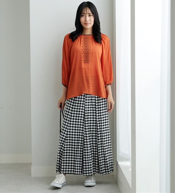 BELLUNA（ベルーナ）の「シフォン素材刺しゅうデザインブラウス（ブラウス）」｜詳細画像