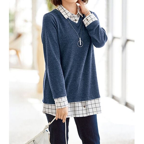 BELLUNA（ベルーナ）の「楽してお洒落シャツフェイクデザインチュニック（チュニック）」｜詳細画像