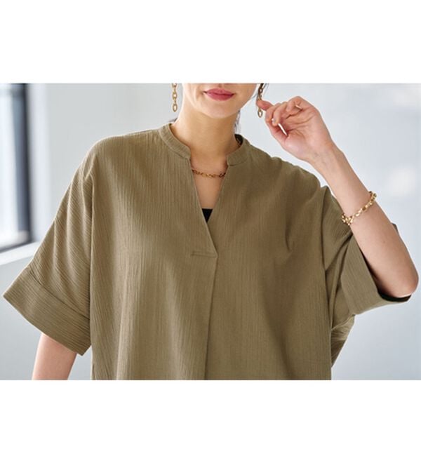 BELLUNA（ベルーナ）の「綿１００％楊柳素材ドルマンチュニック（チュニック）」｜詳細画像