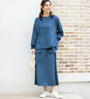 ルフラン（ルフラン）の「リブ切替スエード調スーツ＜イレッサ＞（セットアップ）」｜詳細画像