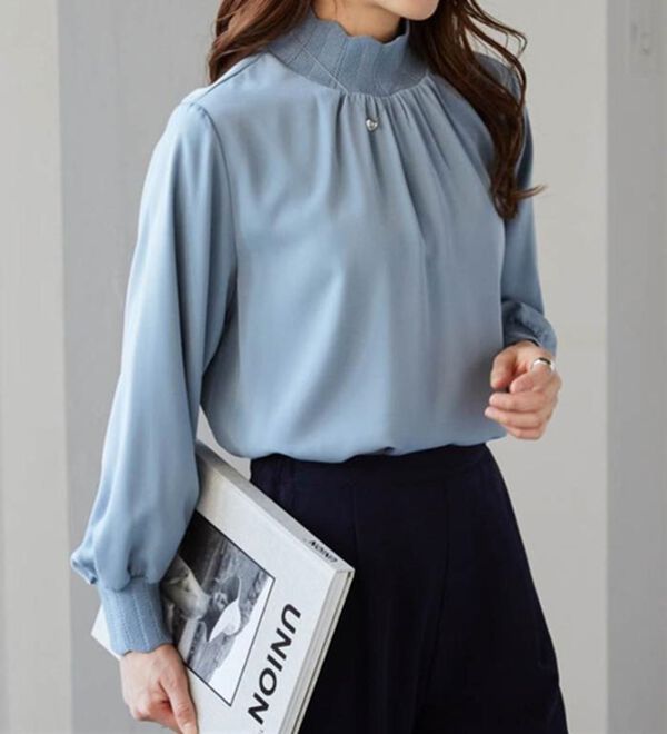 RANAN（ラナン）の「スカラップリブニット使いブラウス（ブラウス）」｜詳細画像