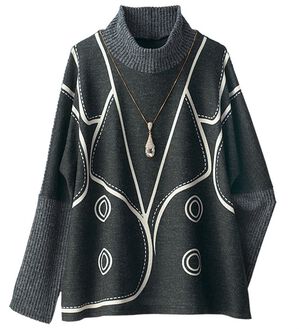 BELLUNA（ベルーナ）の「ジャケット風プリントドルマンプルオーバー（カットソー）」｜詳細画像