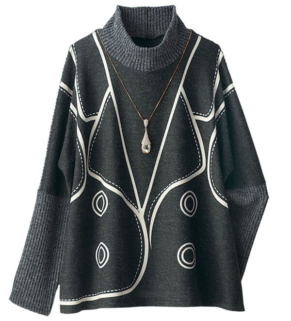 BELLUNA（ベルーナ）の「ジャケット風プリントドルマンプルオーバー（カットソー）」｜詳細画像