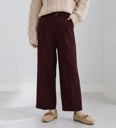 BELLUNA（ベルーナ）の「メランジストレッチ素材ベルト付ワイドパンツ（ワイドパンツ・ガウチョ）」