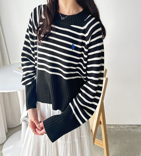 GeeRA（ジーラ）の「【ＵＳ．ＰＯＬＯ　ＡＳＳＮ】ショート丈ニット（ニット・セーター）」｜詳細画像