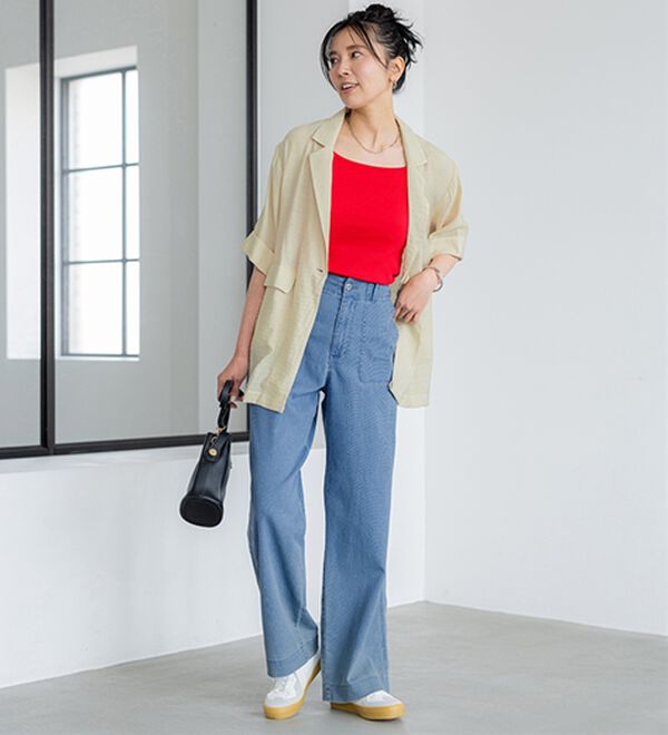 BELLUNA（ベルーナ）の「新感覚！メッシュデニムワイドパンツ（フルレングスパンツ）」｜詳細画像