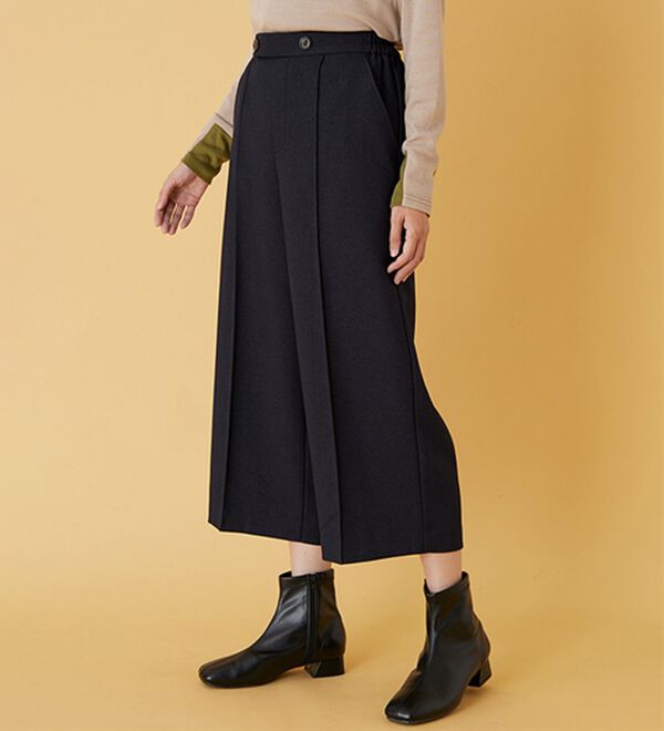 BELLUNA（ベルーナ）の「ウーリッシュ素材ウエスト釦ワイドパンツ（ワイドパンツ・ガウチョ）」｜詳細画像