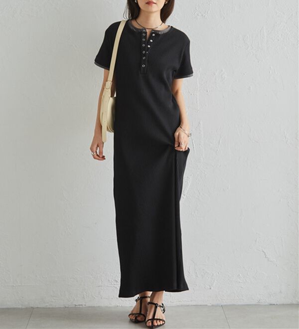 RANAN（ラナン）の「レイヤードヘンリーネックリブワンピース（カットソーワンピース）」｜詳細画像