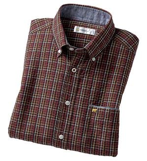 「＜ゴールデンベア＞袖丈選べる綿１００％サッカーシャツ（メンズシャツ）」｜ブラウン系