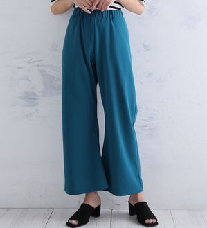 A HAPPY MARILYN（アハッピーマリリン）の「【Ｌ～８Ｌ】＜身長別に選べる２丈＞さらっと美脚ゆるカーブパンツ（ワイドパンツ・ガウチョ）」｜ブルーグリーン