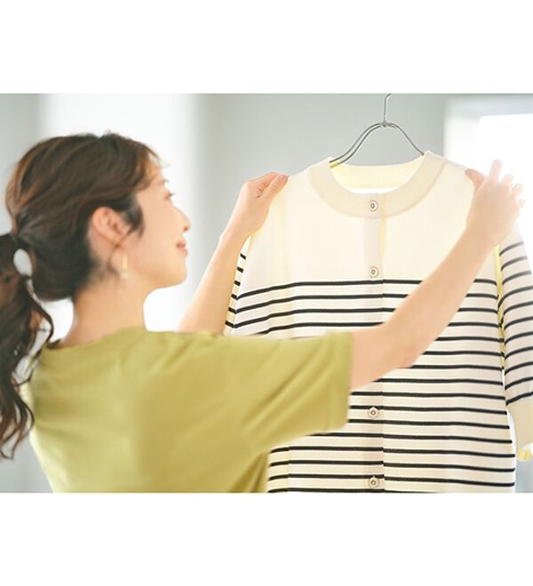 BELLUNA（ベルーナ）の「【快適Ｌａｂ．】洗える！軽い！５分袖ニットカーディガン（ニットカーディガン）」｜詳細画像