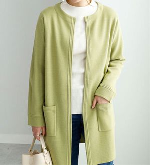 BELLUNA（ベルーナ）の「嬉しい機能付！ミラノリブカーディガン（ニットカーディガン）」｜イエローグリーン