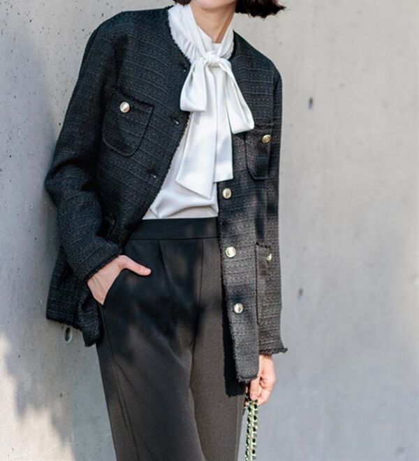 GeeRA（ジーラ）の「【３点】ツイードジャケットセットアップスーツ（パンツスーツ）」｜詳細画像