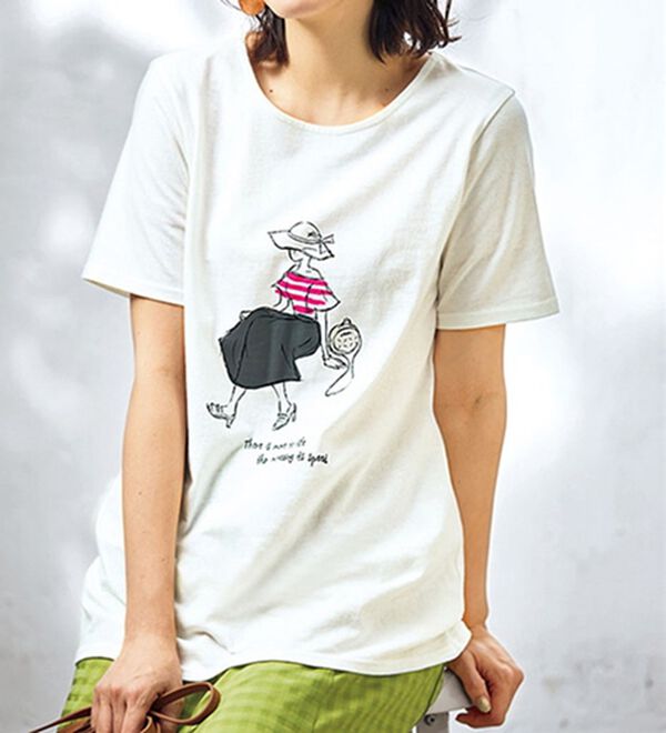 綿100％ロング丈プリントTシャツ - ベルーナ【公式】