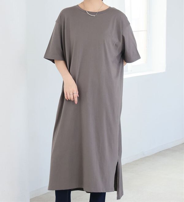 A HAPPY MARILYN（アハッピーマリリン）の「【Ｌ～１０Ｌ】選べる２丈！綿１００％ストンと楽ちん！着心地さらりゆるＴワンピース＆チュニック（チュニック）」｜スミクロ