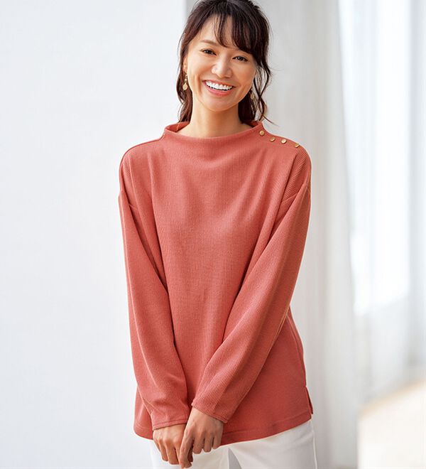 ニット見え素材肩ボタンプルオーバー - ベルーナ【公式】