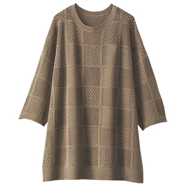 BELLUNA（ベルーナ）の「スクエア柄透かし編ニットプルオーバー（ニット・セーター）」｜詳細画像