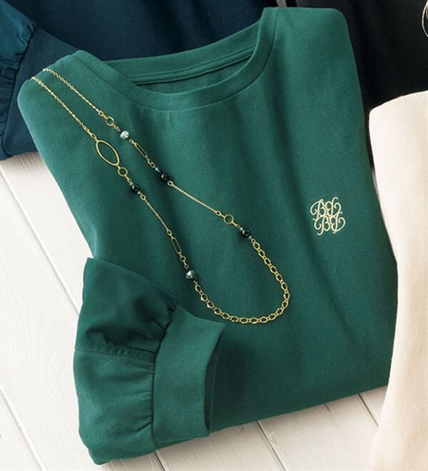 ルフラン（ルフラン）の「毎日が素敵。異素材使いプルオーバー（カットソー）」｜グリーン