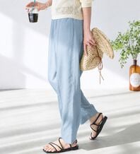 BELLUNA（ベルーナ）の「レーヨン麻入りゆったりワイドパンツ（フルレングスパンツ）」