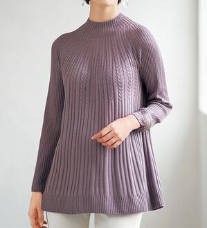 BELLUNA（ベルーナ）の「＜日本製＞ホールガーメントケーブル柄フレアーチュニック（チュニック）」｜詳細画像