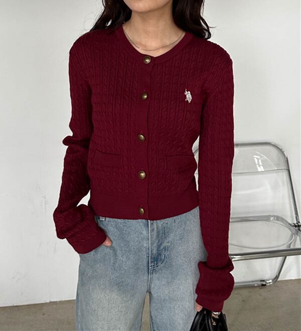 RANAN（ラナン）の「＜Ｕ．Ｓ．Ｐ＞ゴールド調ボタン刺繍ケーブルカーディガン（ニット・セーター）」｜詳細画像