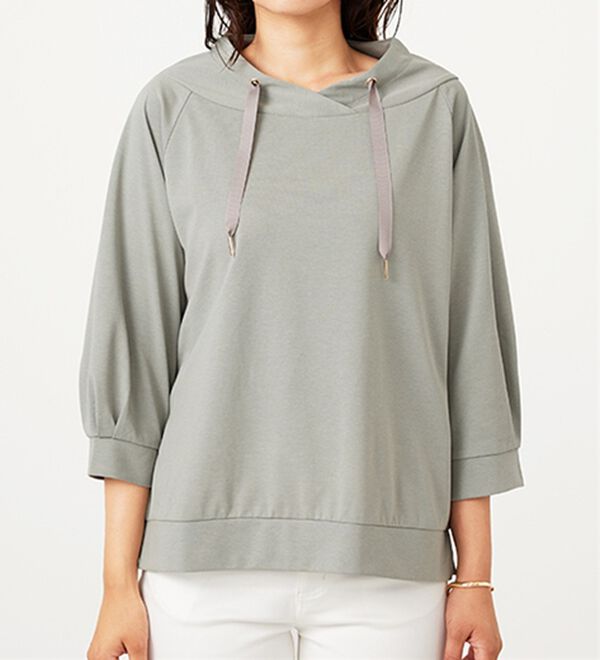 BELLUNA（ベルーナ）の「ヒンヤリ綿混ワイドネックプルオーバー（カットソー）」｜詳細画像