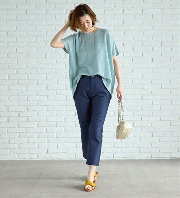 BELLUNA（ベルーナ）の「 【接触冷感】【選べる2丈】サラリ裏メッシュ美脚アンクルパンツ（フルレングスパンツ）」｜詳細画像