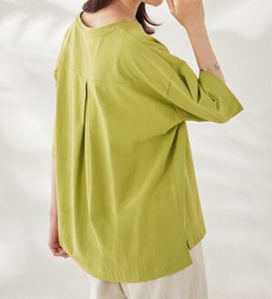 BELLUNA（ベルーナ）の「ひんやリッチコットン大人のゆったりプルオーバー（カットソー）」｜ライム