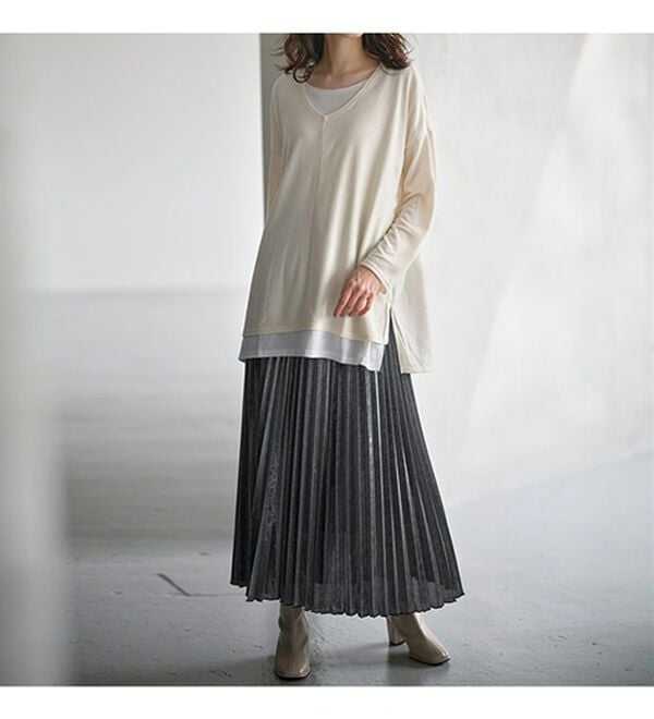 RANAN（ラナン）の「レイヤード風ニットソーチュニック（チュニック）」｜詳細画像