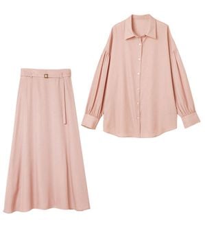 RANAN（ラナン）の「カラーシャンブレーセットアップ（セットアップ）」｜コーラル