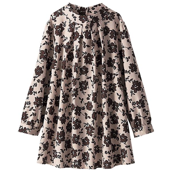 BELLUNA（ベルーナ）の「テンセル（ＴＭ）繊維・コットンプリントブラウス（ブラウス）」｜シルエット花柄(ベージュ)