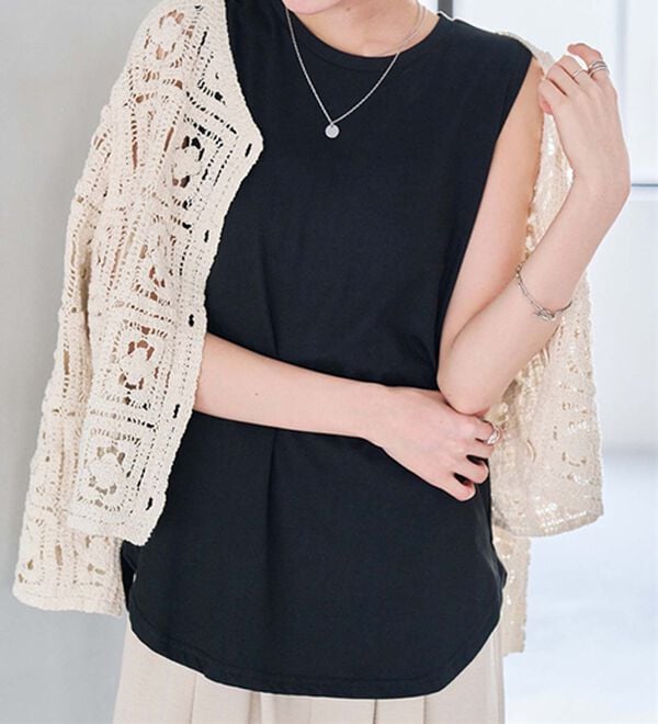 RANAN（ラナン）の「ひんやり！＜BC＞綿100％タンクトップ【選べる着丈】（カットソー）」｜詳細画像