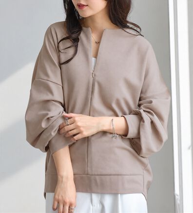 RANAN（ラナン）の「ハーフジップコクーン長袖チュニック（カットソー）」