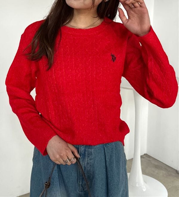 RANAN（ラナン）の「＜U.S.POLO ASSN.ユーエスポロアッスン＞ ワンポイントケーブルニット（ニット・セーター）」｜詳細画像