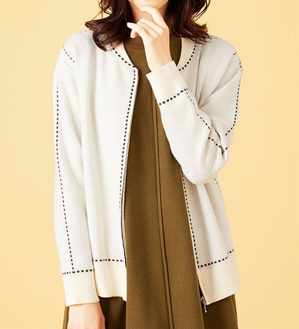 BELLUNA（ベルーナ）の「【Ｌａｇｒｉｌｕａ】ステッチ風ジャカード編ニットジャケット（その他ジャケット）」｜詳細画像