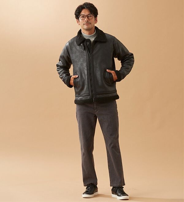 「裏ボアレザー調ジャケット（メンズジャケット）」｜詳細画像