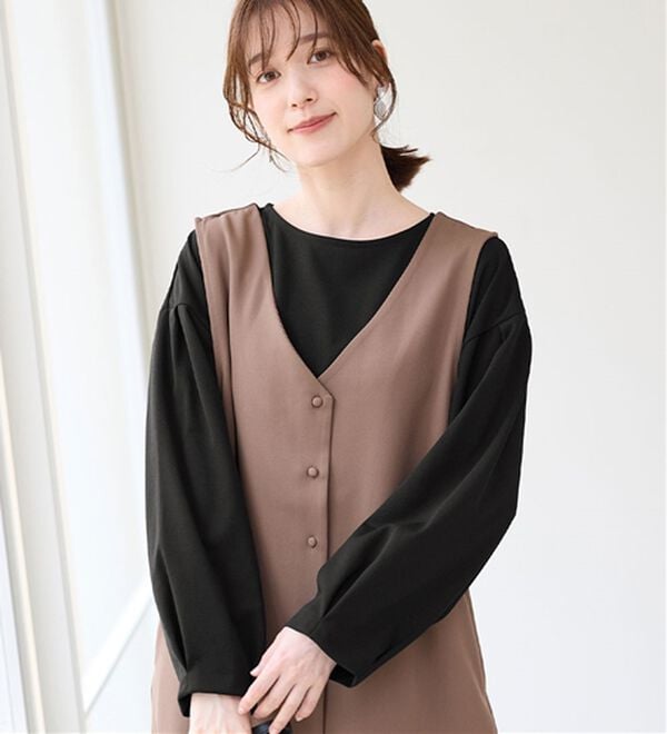 Viola e Viola（ヴィオラ エ ヴィオラ）の「【４つの機能付】楽キレイ袖タックブラウス（ブラウス）」｜詳細画像