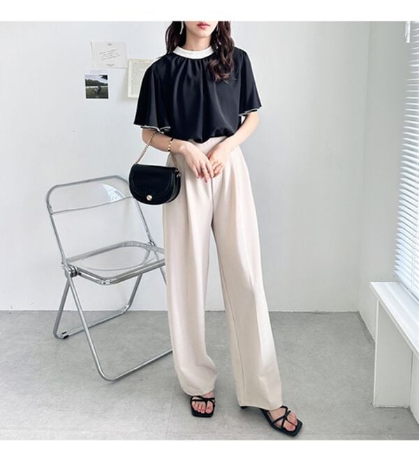 GeeRA（ジーラ）の「前後２ＷＡＹ配色フレアー袖ブラウス（ブラウス）」｜詳細画像