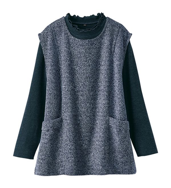 BELLUNA（ベルーナ）の「【2点セット】ブークレ素材ポケットデザインアンサンブル（アンサンブル）」｜詳細画像