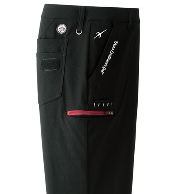 「＜トランスコンチネンツゴルフ＞ポケット便利なストレッチゴルフパンツ（メンズフルレングスパンツ）」｜ブラック
