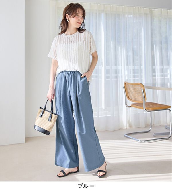 Viola e Viola（ヴィオラ エ ヴィオラ）の「涼しい履き心地！サッカーワイドパンツ（ワイドパンツ・ガウチョ）」｜詳細画像