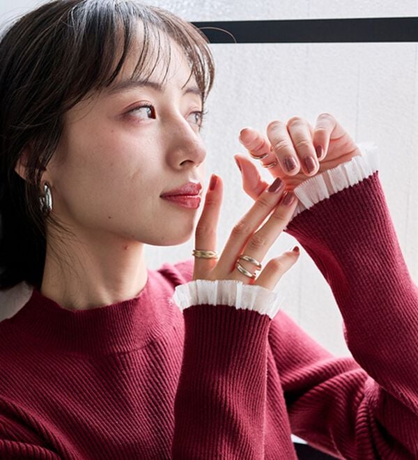 RANAN（ラナン）の「【春色追加】シアーフリル袖ハイネックリブニット（ニット・セーター）」｜詳細画像